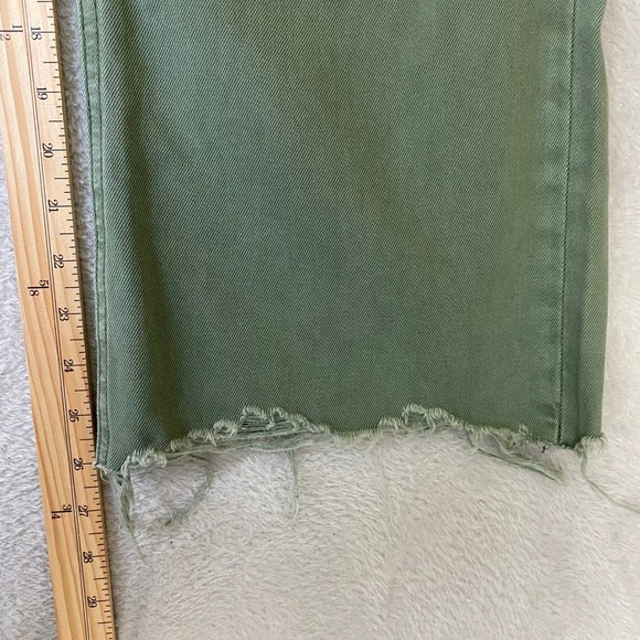 Vervet LA Distressed Cropped Wide Leg Jeans Women Size 30 Olive Green Grunge NWT - Picture 10 of 10